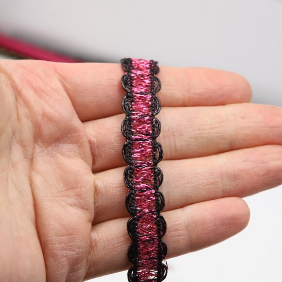 Dark Pink and Black Choker Adjustable Elegant Lace Chokers  (#15) - Picture 5 of 9